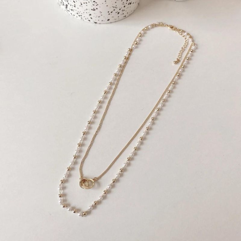Fashion Pearl Double-Layered Collarbone Chain Necklace Jewelry