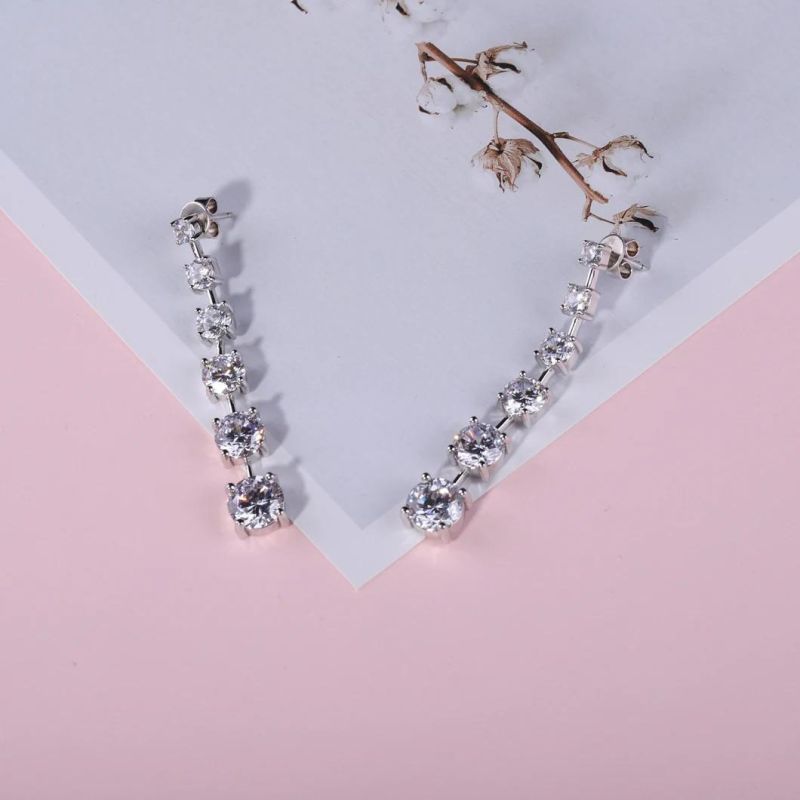 Fashion Jewelry 925 Sterling Silver Diamond Earrings Jewelry