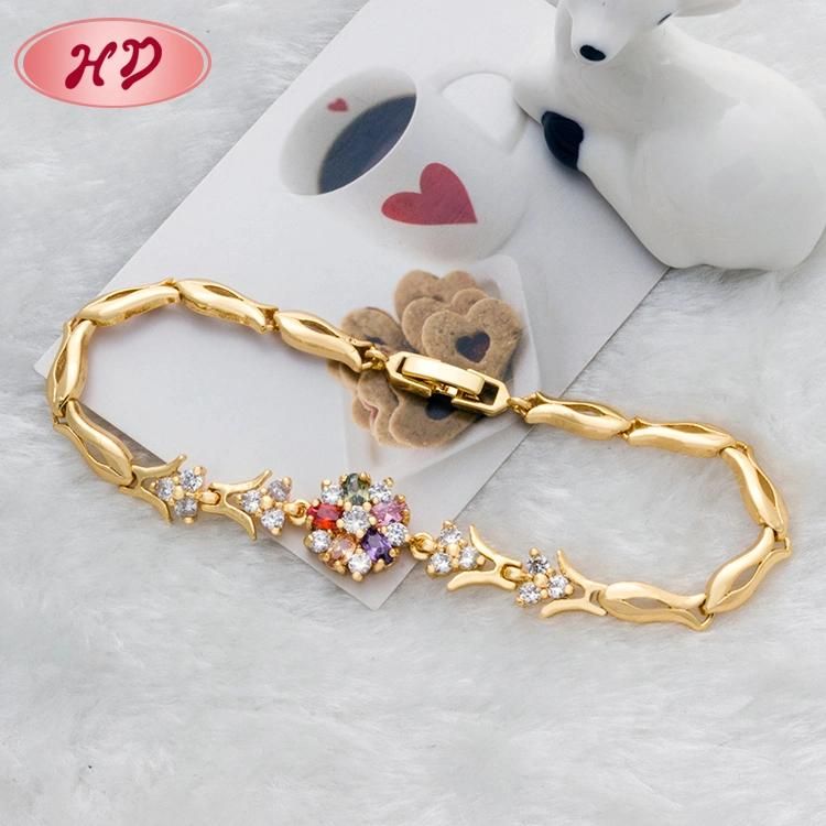 Popular Fashion Style Gold Plated Zircon Stone Women Bracelet