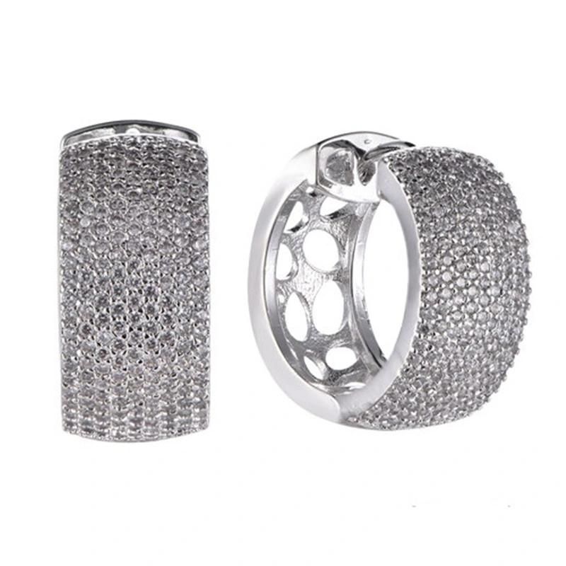 925 Silver CZ Hoop Earring with Gold Plating