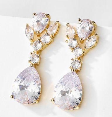 Bridal CZ Earring Jewelry, Wedding CZ Earring Jewelry, Rose Gold Earring