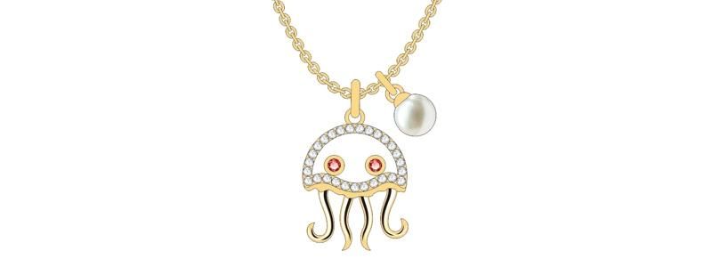 Colorful Custom Funny Pearl Diamond Jellyfish Shape