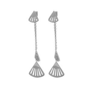 Asymmetric Fan-Shaped Tassel Gold-Plated Stainless Steel Earrings Stud