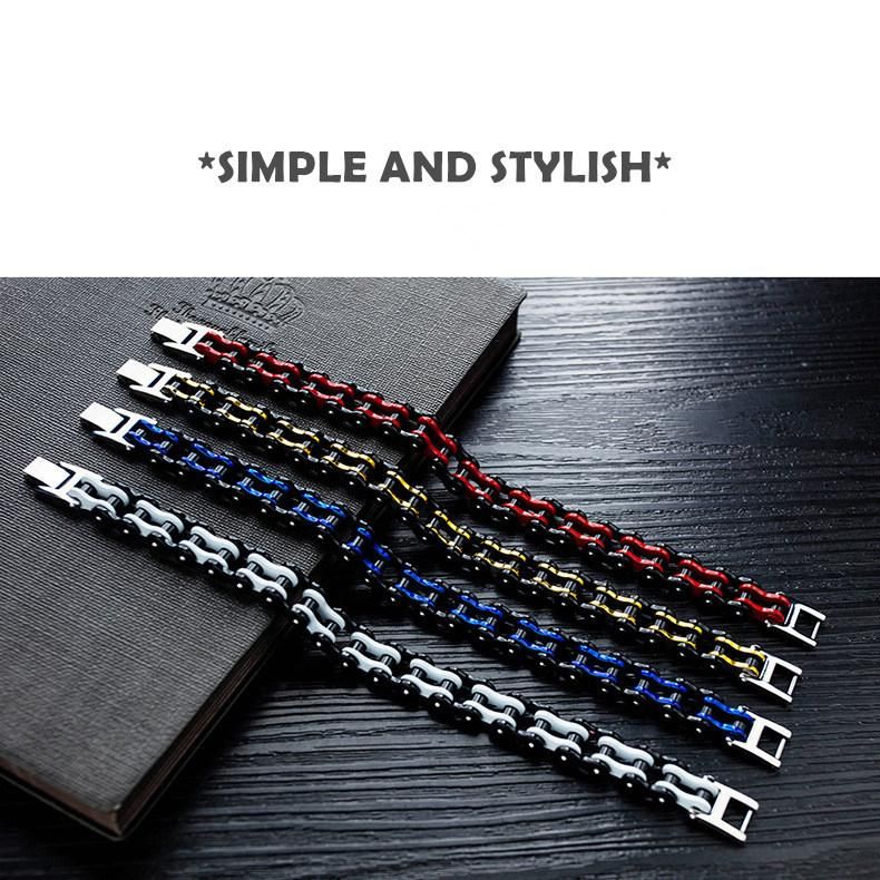 Mens Bicycle Bracelet Stainless Steel Biker Link Chain Wristband Motorcycle Bangle Bracelets