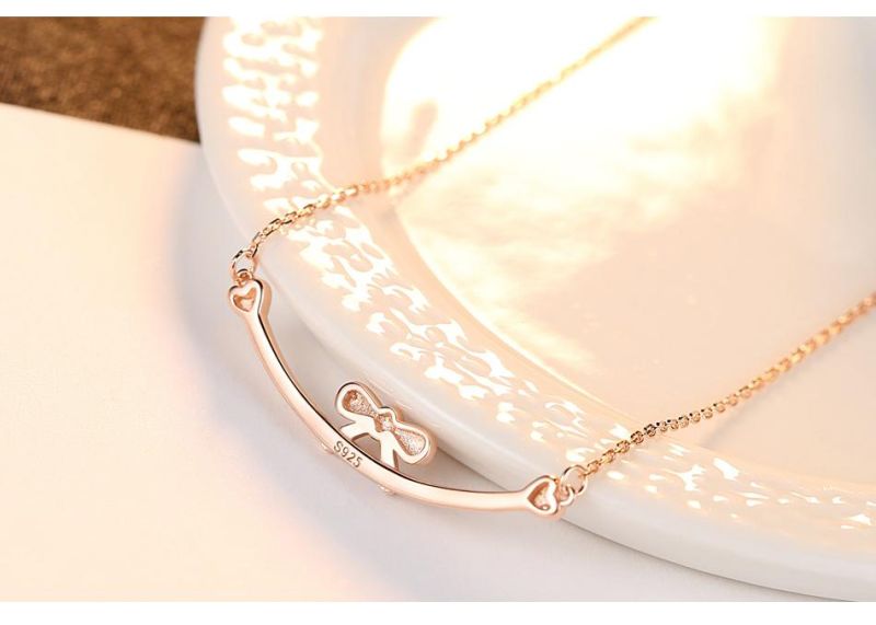 Latest Designed Silver Bowknot Shape Chain Necklace