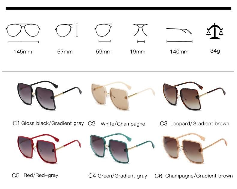 Fashion UV400 Sunglasses Female Trend Wild Face-Lift Big Frame Sunglasses