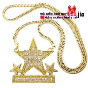 Iced out Hood Star Hip Hop Pendant &36&quot; Franco Chain High Quality Necklace (XP450)