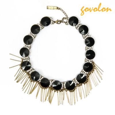 New Fashion Resin Alloy Necklace with Metal Tassels