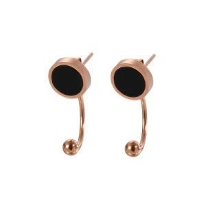 Round Bead Hook Gold-Plated Stainless Steel Earrings Stud