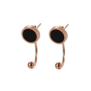 Round Bead Hook Gold-Plated Stainless Steel Earrings Stud