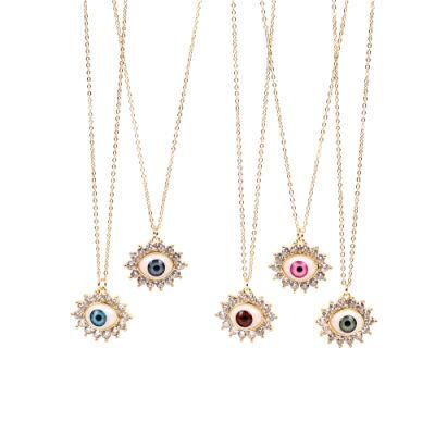 Fashion Jewelry Copper 18K Gold Plated Evil Eye Necklace