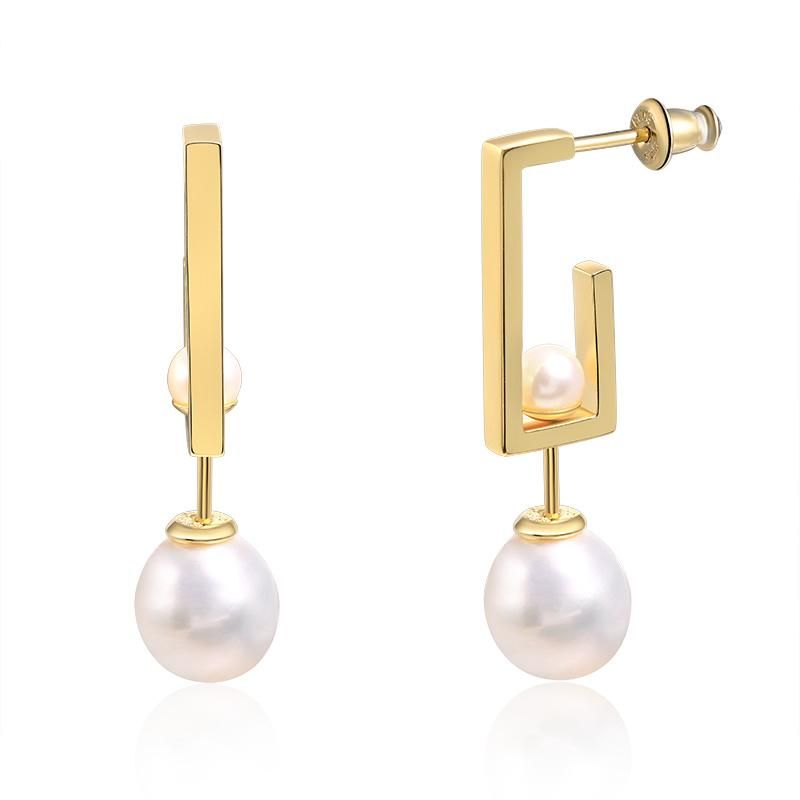 Fashion Accessories 925 Silver Fresh Water Pearl Ball Gold Plated Fashion Jewelry High Quality Jewellery Factory Wholesale Earrings