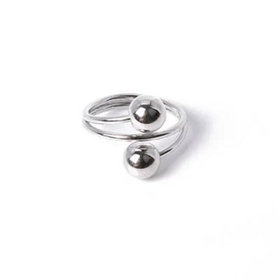 Sample Available Fashion Jewelry Silver Ring with Two Beads