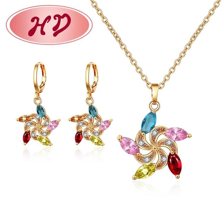 Wholesale New Fashion Design Jewellrey 18K Gold Plated Pendant, Necklace, Earrings Jewelry Sets