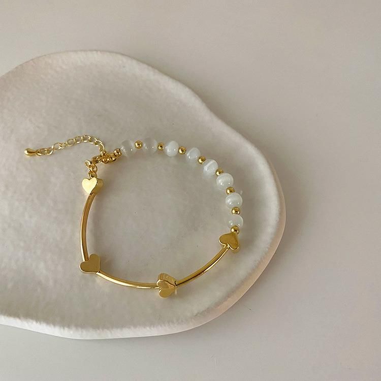 Metal Love-Shaped Opals Love Bracelet