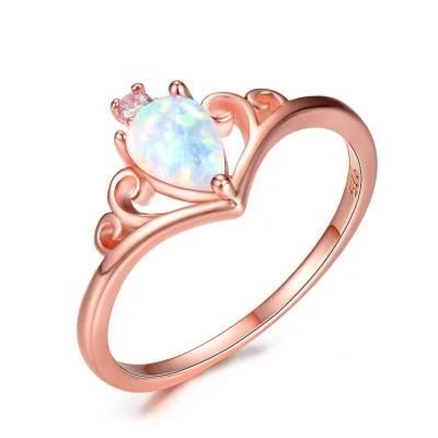 Wholesale Elegant Charming Opal Ring for Women Tarnish Resistant High Polish Minimalist Heart Silver Ring