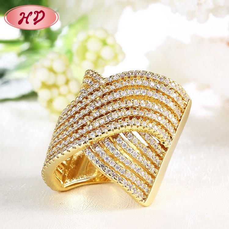 Single Princess Women Engagement Wedding Ring Designs Gold Plating Jewelry
