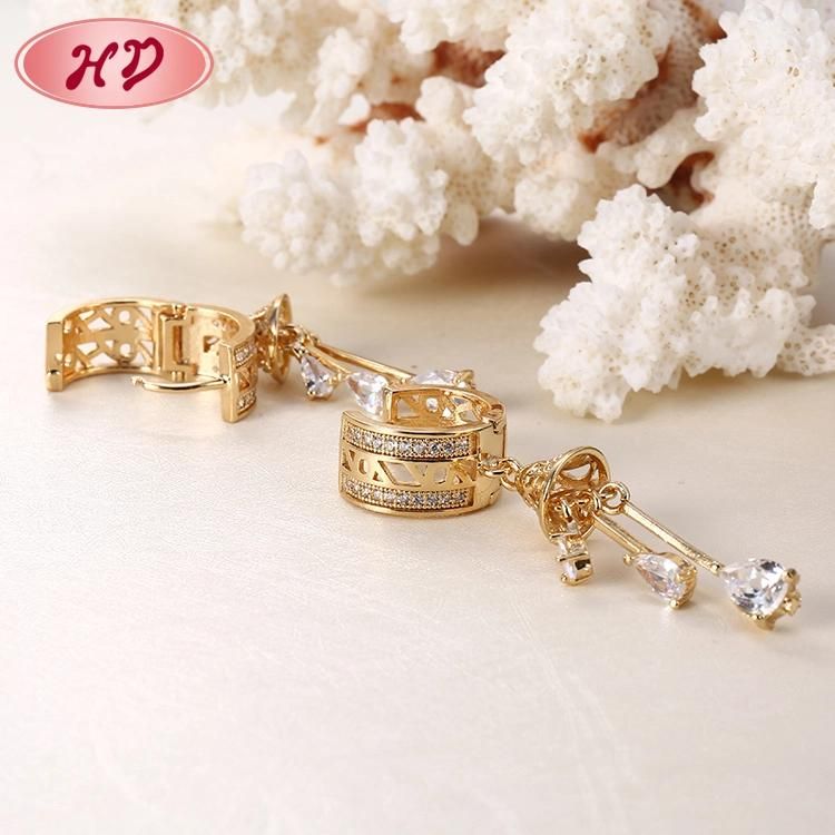 Fashion Ladies Round-Shape Hoop Huggie Earrings with Cubic Zirconia