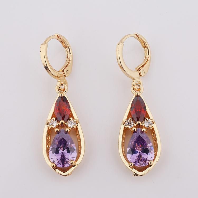 Cheap Wholesale Fashion Cubic Zirconia Jewelry, Colorful Stone Diamond Long Earrings Woman