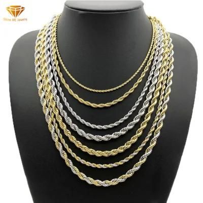 Factory Direct Supply Stainless Steel Twist Necklace Titanium Steel Fashion Hip Hop Chain Men and Women Couple Jewelry Ssnl2637