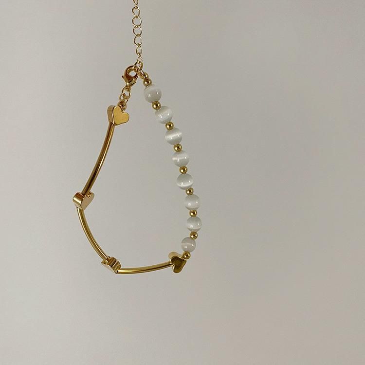 Metal Love-Shaped Opals Love Bracelet