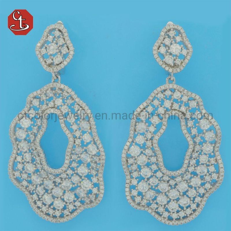 Green Stone Silver or Brass Earrings Multi-layer Circle Earring Luxury Fashion Ladies Jewelry