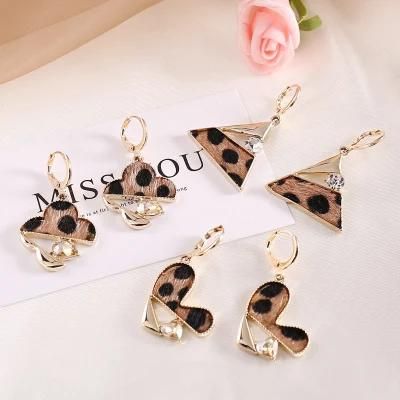 Leopard Print Flower Shape Alloy Retro Earring