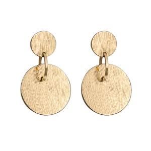 Fashion Accessories Women Jewelry Gold Plated Disc Metal Earrings