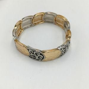 Vintage Alloy Bracelet with Flower Pattern Acrylic Jewelry Bracelet