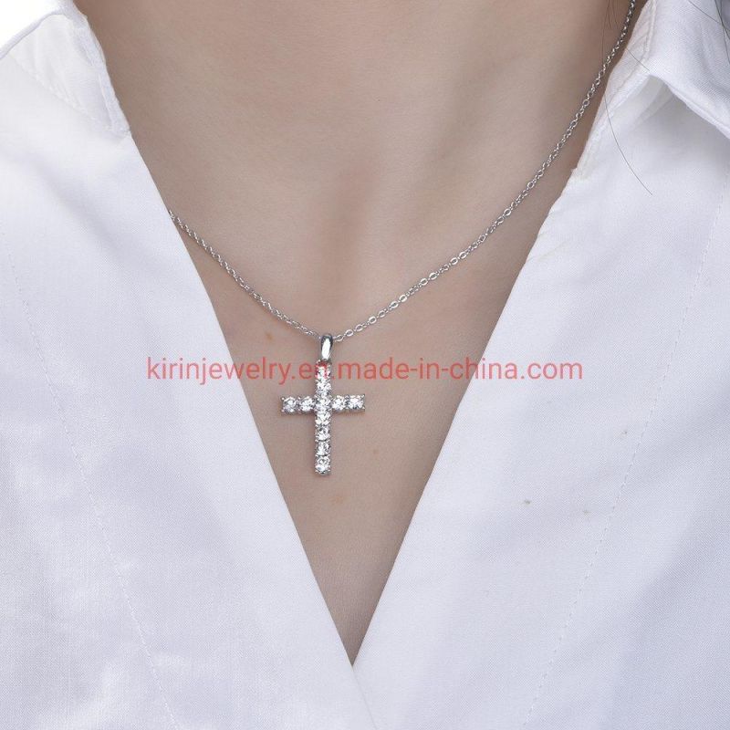 Trendy Popular Jewelry 925 Sterling Silver Necklace Cross Pendant Necklace for Women
