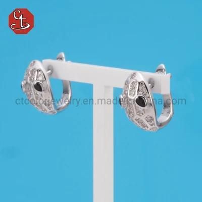 Snake Hoop Silver or Brass Earrings For Women AAA+ CZ Snake Earring Fashion Jewelry Accessories