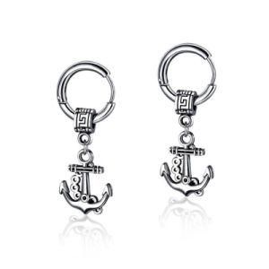 Fashion Vintage Personalized Men&prime;s Anchor Dangle Stud Earrings