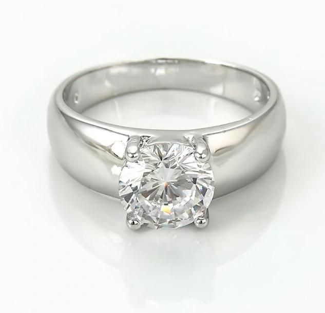 Wholesale Rings Hot Selling Silver Color Big Diamond Simple Ladies Jewelry