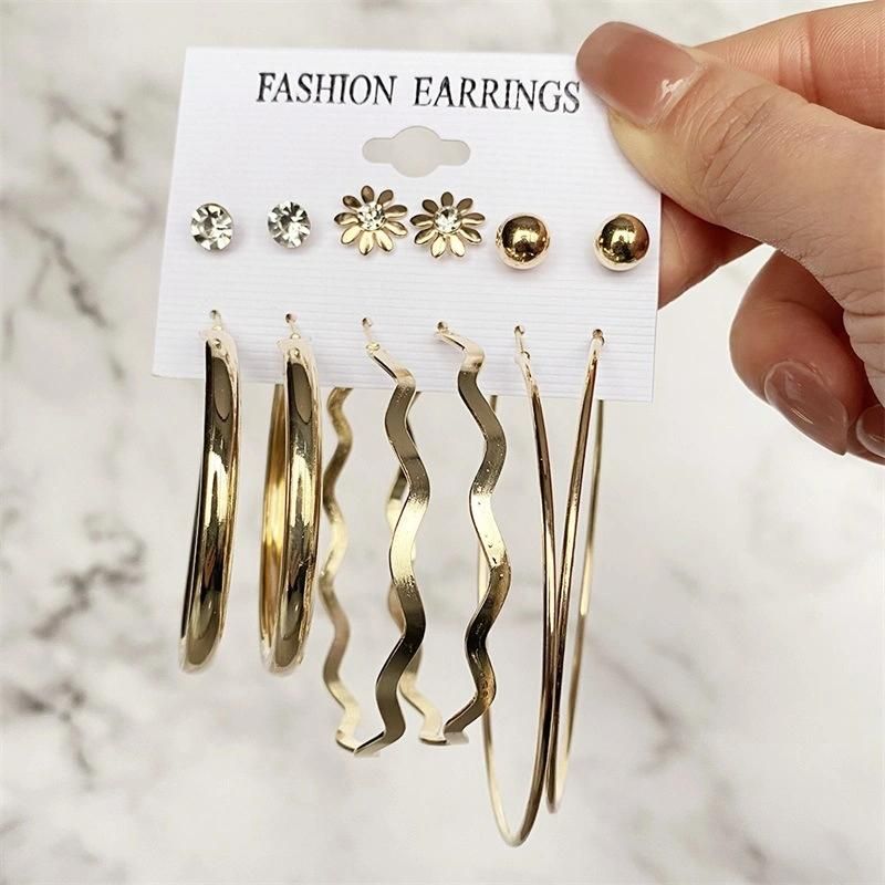 2021 New Arrive Jewelry Fashion Circle Pearl 9 Pieces Tassels Earrings Set