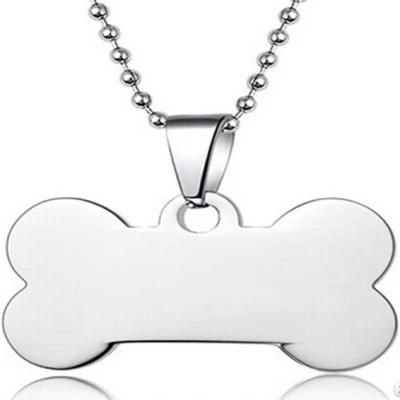 Custom Bone Shape ID Dog Tag Pendant