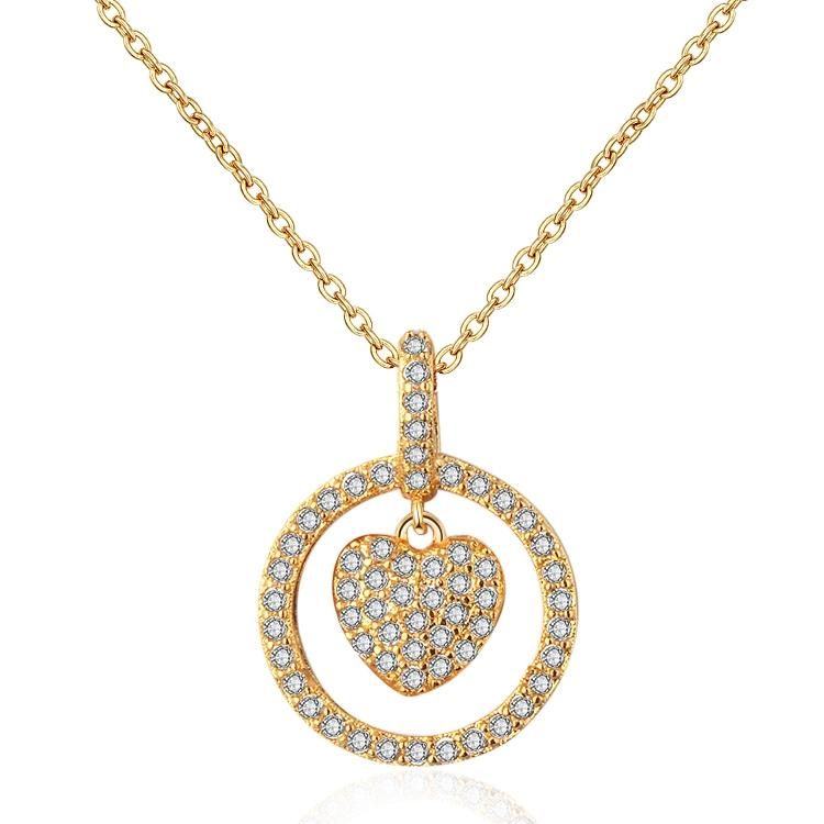 Fashion 18K Rose Gold Plated Alloy Crystal Silver Pendant Sets Jewelry Chain Necklace with Pearl for Women