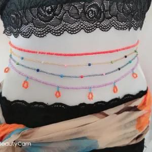 Bohemian Set of 4 Pieces Stained Glass Beaded Body Accessories Stretch Sexy Belly Waist Beads Wholesale