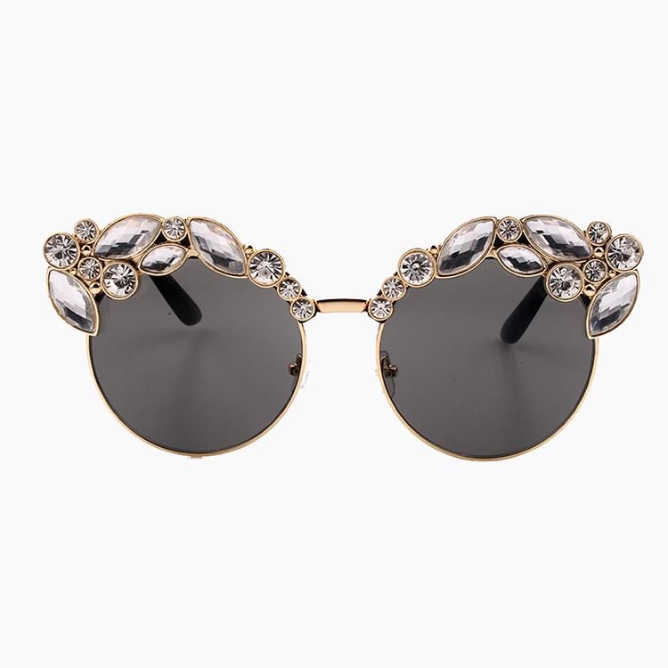 2018 Hot Selling Fashion Round Shape Sunglasses with Diamond