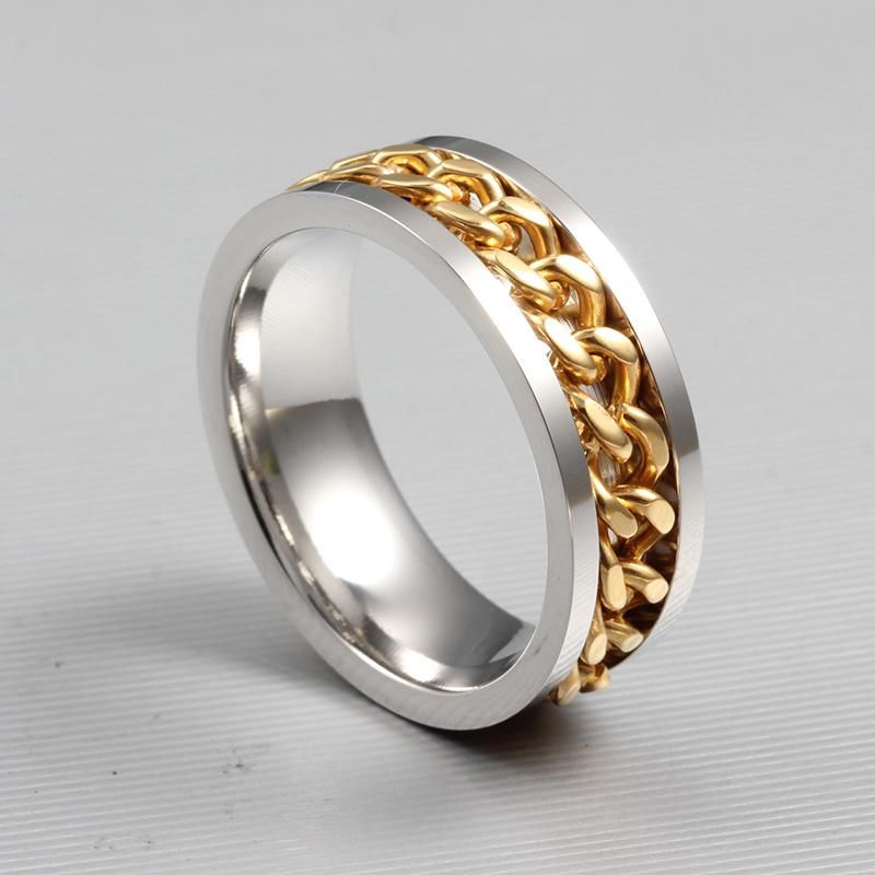 Male Men Fashion Design Cheap Wholesale Finger Gold Chain Ring