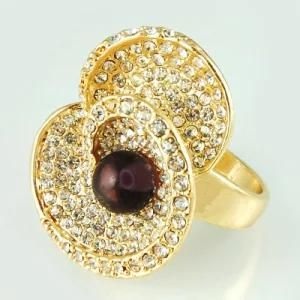 14k Gold Plating and Flower Design for Fashion Jewellery Ring (A03072R1W)