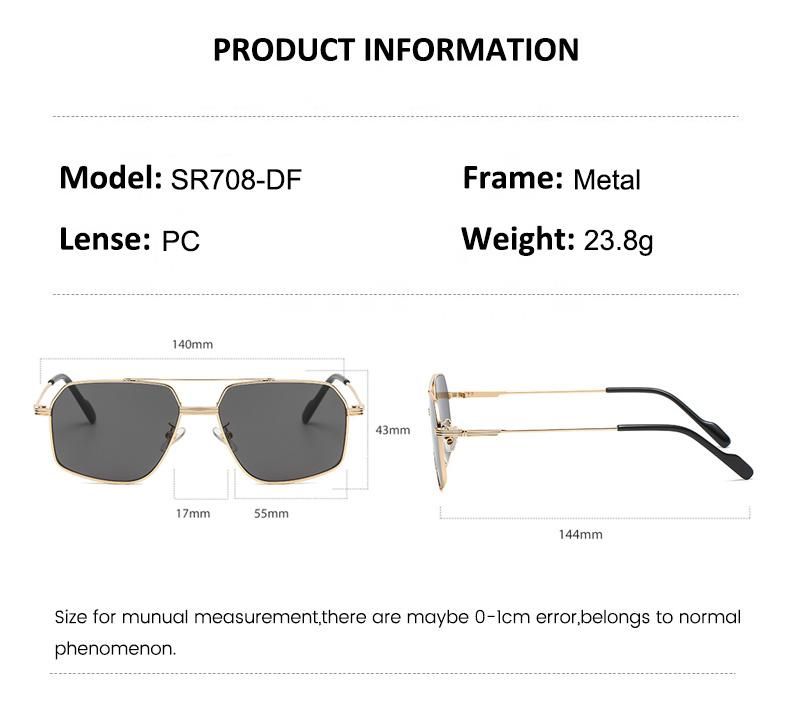 CE FDA Factory Direct High Quality OEM UV400 Fashion Pilot Custom Logo Double Bridge Designer Metal Shades Sunglasses Women