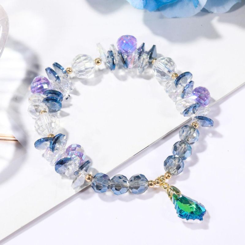 Cat Eye Stone Crystal Beads Charm Bracelet