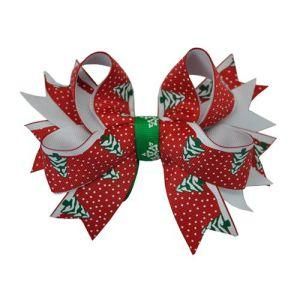 Grosgrain Printing Christmas Ribbon Hair Clip Hair Bow