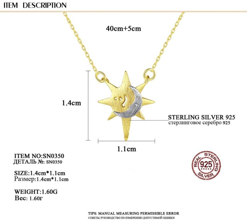 Fancy Sun and Moonpersonalized Silver Jewelry 925 Necklace with Good Quality