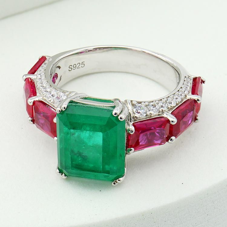 Fashion Rings Ruby and Fusion Emerald Cubic Zirconia Ring for Women