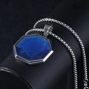 Gold Plated Stainless Steel Color Polygonal Zircon Pendant Necklace