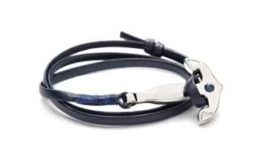 fashion Adjustable Stainless Steel Anchor Multi-Layer Men Leather Strap Bracelet