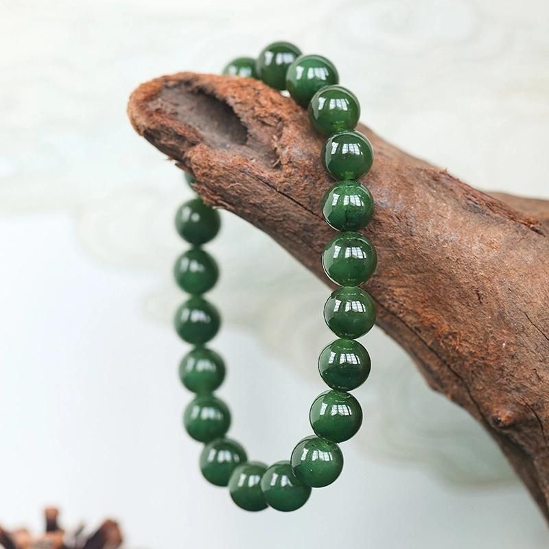 Fashion Jewelry Hetian Jasper Bracelet Spinach Green Natural Jade String