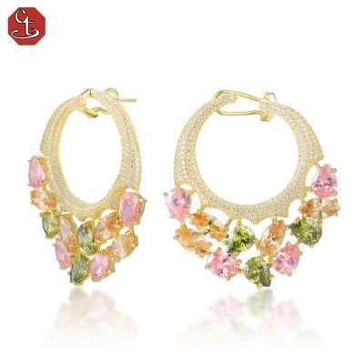 Colorful CZ earring for women 925 silver gold plated Individuality CZ Earrings