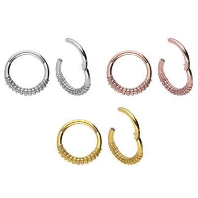 New 316L Surgical Steel Body Jewelry Hinged Nose Ring Segment Clicker Piercing Piston Design